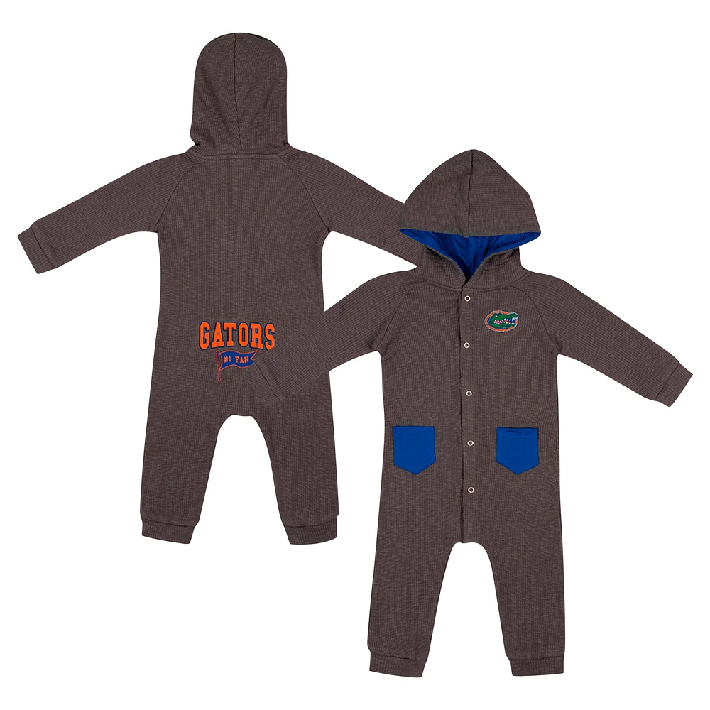 Barboteuse à capuche et boutons-pression en tissu gaufré Zando-Zan pour nouveau-né bébé Colosseum Charcoal Florida Gators