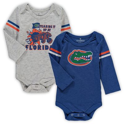 Newborn & Infant Colosseum Royal/Ash Florida Gators Em Long Sleeve Two-Pack Bodysuit Set
