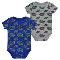 Newborn & Infant Royal/Heather Gray Florida Gators Two-Pack Double Up Bodysuit Set