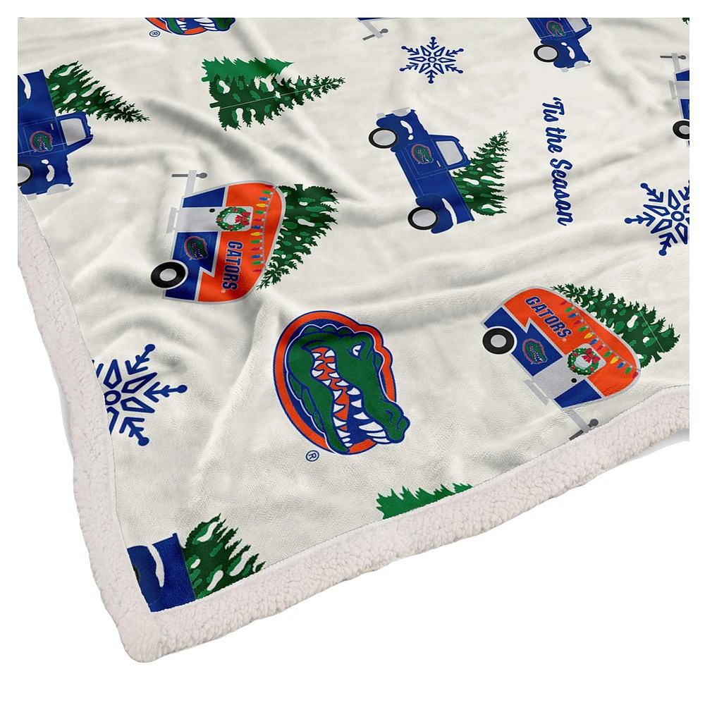 Couverture polaire en flanelle Sherpa Pegasus Florida Gators Holiday Truck Repeat 50" x 60"