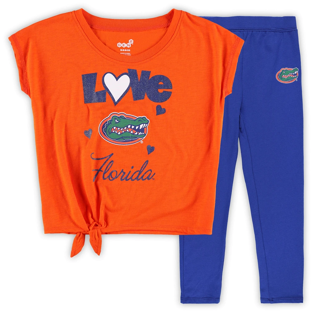 Ensemble t-shirt et legging Forever Love Orange/Royal Florida Gators pour enfants d'âge préscolaire tout-petits