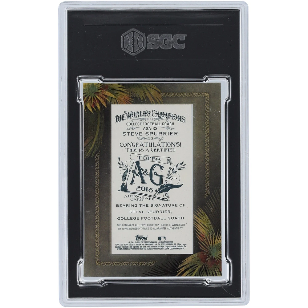 Steve Spurrier Florida Gators Autographed 2016 Topps Allen & Ginter Mini Framed #AGA-SS SGC Authenticated 10/10 Card