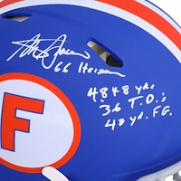 Steve Spurrier Florida Gators Autographed Riddell Throwback Royal Speed Authentic Helmet with Multiple Inscriptions