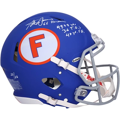 Steve Spurrier Florida Gators Autographed Riddell Throwback Royal Speed Authentic Helmet with Multiple Inscriptions