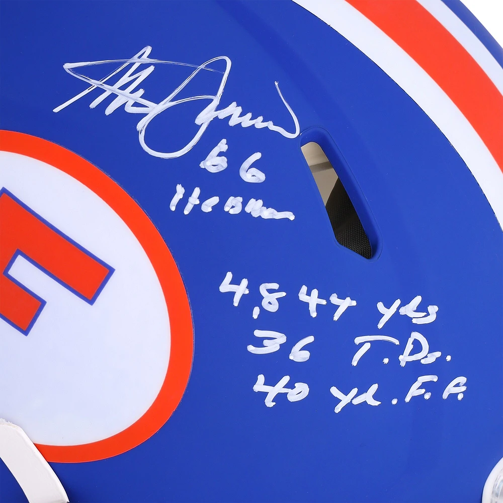 Casque authentique Riddell Throwback Royal Speed ​​autographié par Steve Spurrier des Florida Gators avec plusieurs inscriptions - Édition limitée à 25 exemplaires