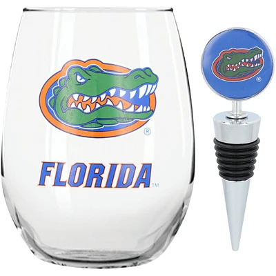 Gobelet sans pied Florida Gators de 15 oz avec bouchon pour bouteille de vin de The Memory Company