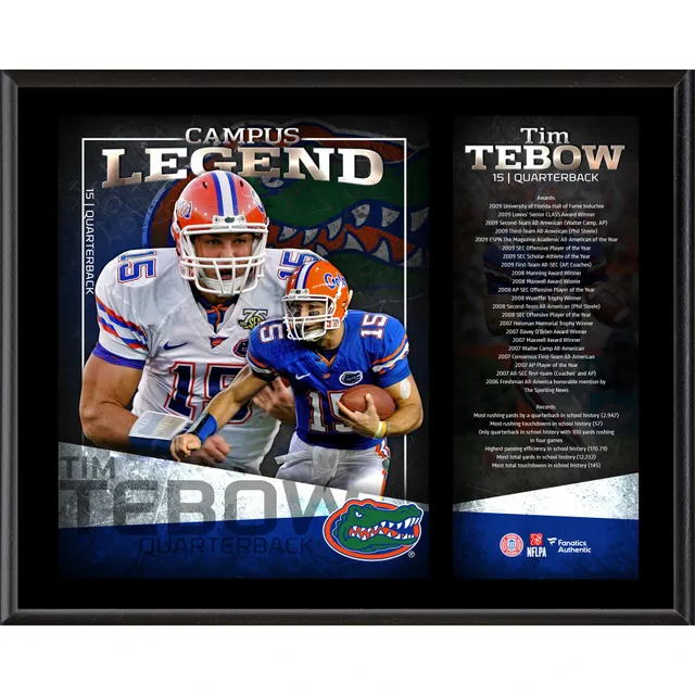 Tim Tebow Florida Gators Unsigned White Jersey Running Photograph