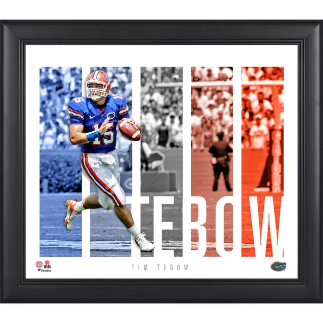 Tim Tebow Florida Gators Unsigned White Jersey Running Photograph