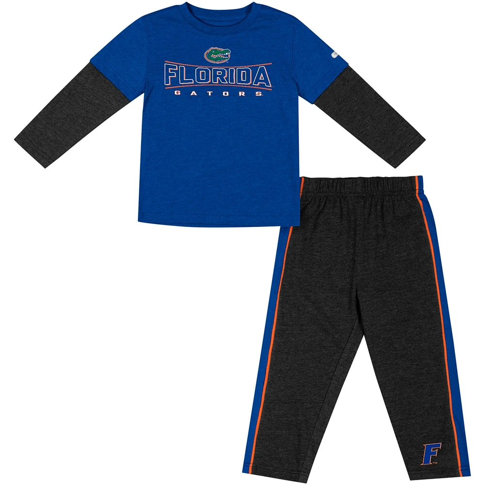 Ensemble t-shirt et pantalon à manches longues Colosseum Royal/noir Florida Gators pour tout-petit