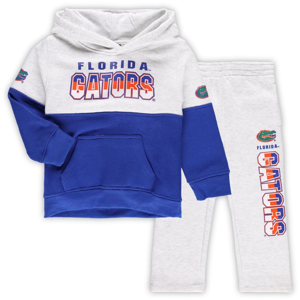 Toddler Heather Gray/Royal Florida Gators Playmaker Pullover Hoodie & Pants Set