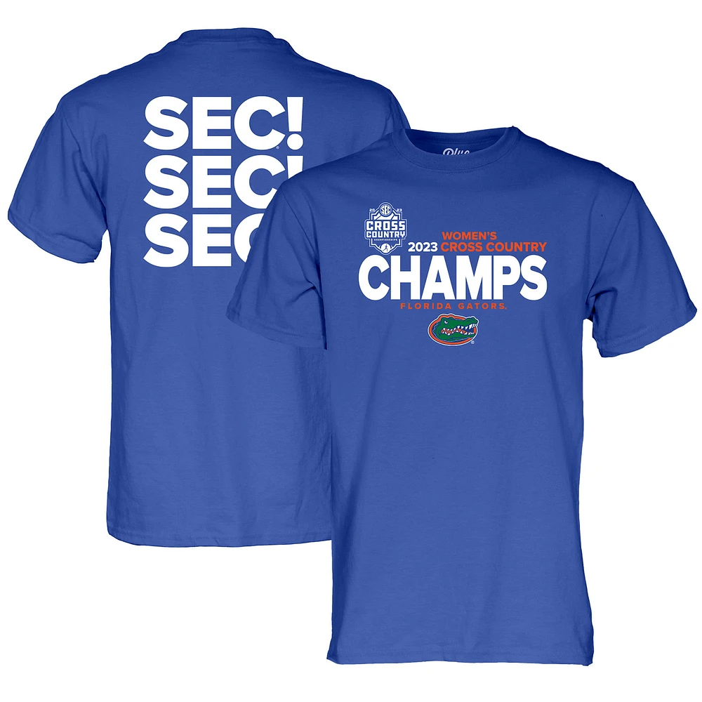 T-shirt unisexe bleu 84 Royal Florida Gators 2023 SEC pour femmes, champions de cross-country, vestiaire