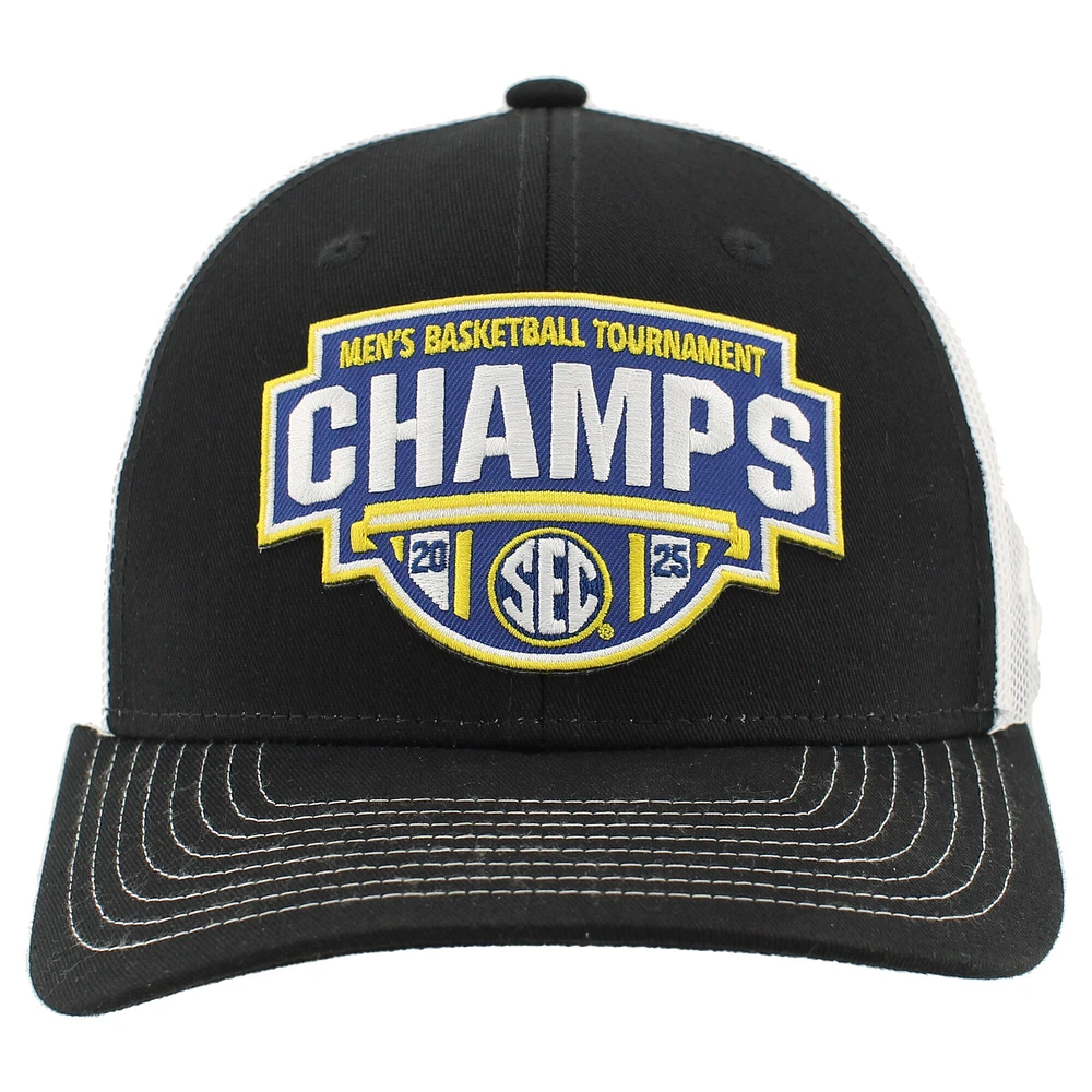 Unisex Zephyr  Black/White Florida Gators 2025 SEC Men's Basketball Conference Tournament Champions Locker Room Adjustable Trucker Hat