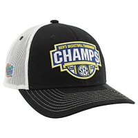Unisex Zephyr  Black/White Florida Gators 2025 SEC Men's Basketball Conference Tournament Champions Locker Room Adjustable Trucker Hat