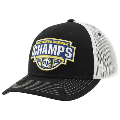 Unisex Zephyr  Black/White Florida Gators 2025 SEC Men's Basketball Conference Tournament Champions Locker Room Adjustable Trucker Hat