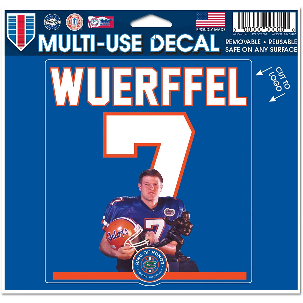 WinCraft Danny Wuerffel Florida Gators 4" x 6" Ring of Honor Multi-Use Decal