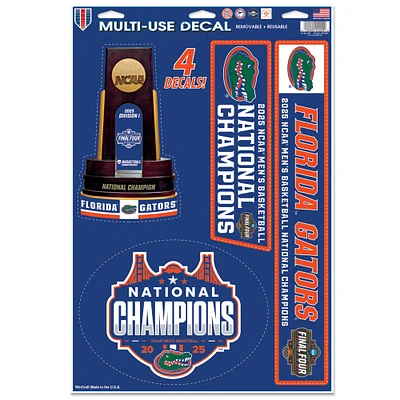 Feuille de décalcomanies multi-usages WinCraft Florida Gators 2025, champions nationaux de basketball masculin de la NCAA 11" x 17"
