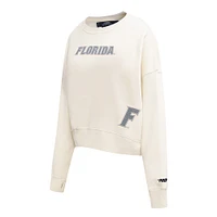 Women's Pro Standard Cream Florida Gators French Terry Boxy Cropped Pullover Crewneck