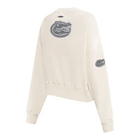 Women's Pro Standard Cream Florida Gators French Terry Boxy Cropped Pullover Crewneck