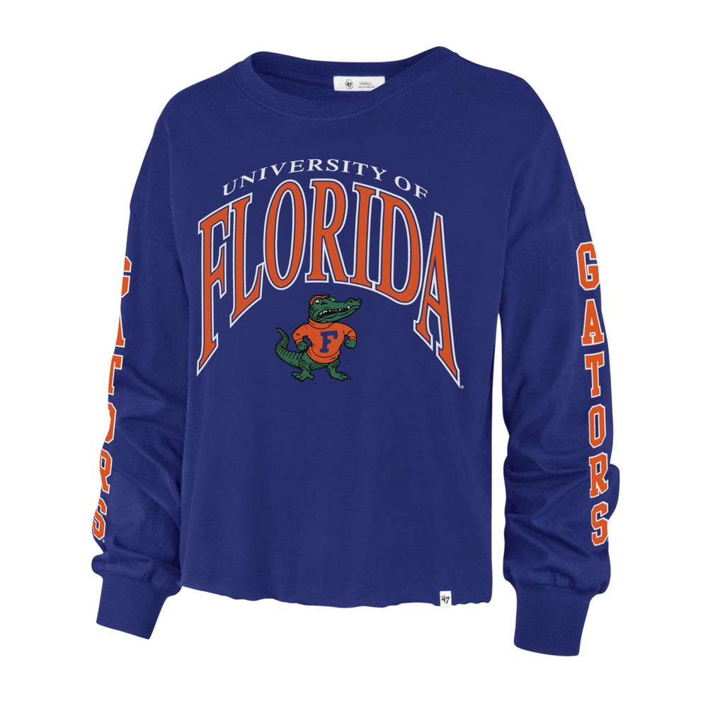 Women's '47 Royal Florida Gators Parkway II Cropped Long Sleeve T-Shirt