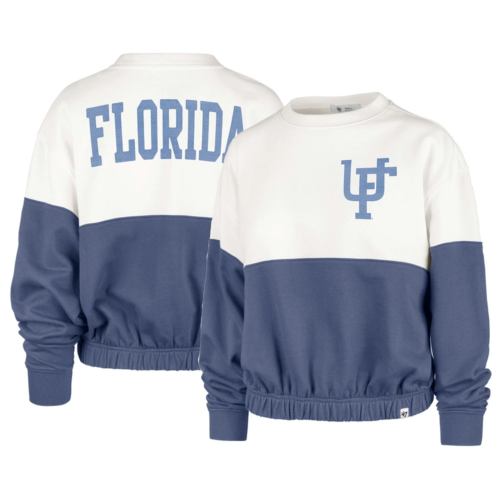 Women's '47 White/Royal Florida Gators Take Two Bonita Pullover Sweatshirt