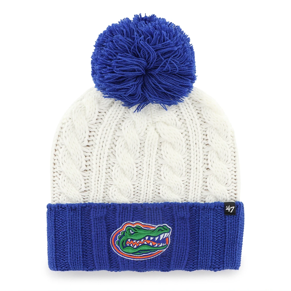 Bonnet tricoté à revers Fireside '47 blanc pour femme avec pompon Florida Gators