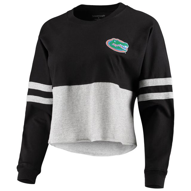 T-shirt à manches longues en jersey rétro Florida Gators noir/gris chiné pour femme