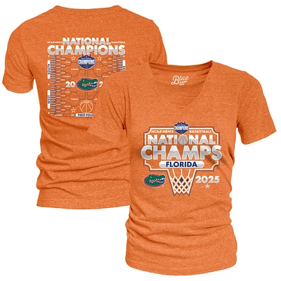 Women's Blue 84 Orange Florida Gators 2025 NCAA Men's Basketball National Champions Bracket Tri-Blend V-Neck T-Shirt
