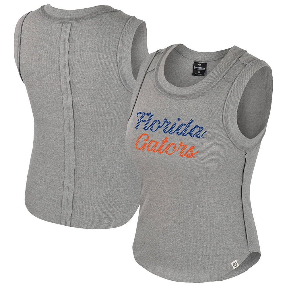 Women's Colosseum Heather Gray Florida Gators Beach You Ribbed Tank Top