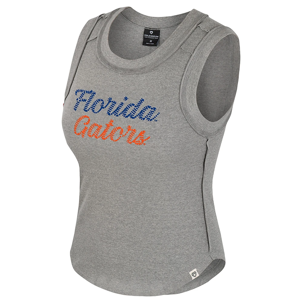Women's Colosseum Heather Gray Florida Gators Beach You Ribbed Tank Top