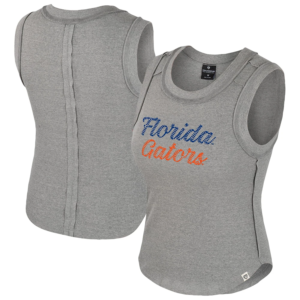 Women's Colosseum Heather Gray Florida Gators Beach You Ribbed Tank Top