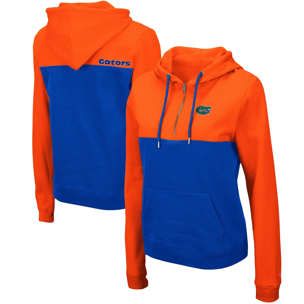 Chandail à capuchon léger demi-glissière Aidan Colosseum Orange/Royal Florida Gators pour femme