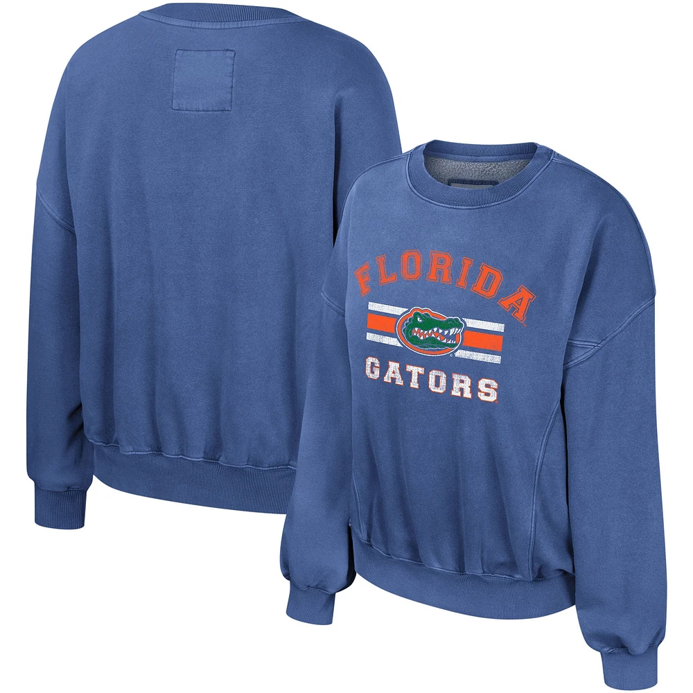 Women's Colosseum Royal Florida Gators Audrey Washed Pullover Sweatshirt