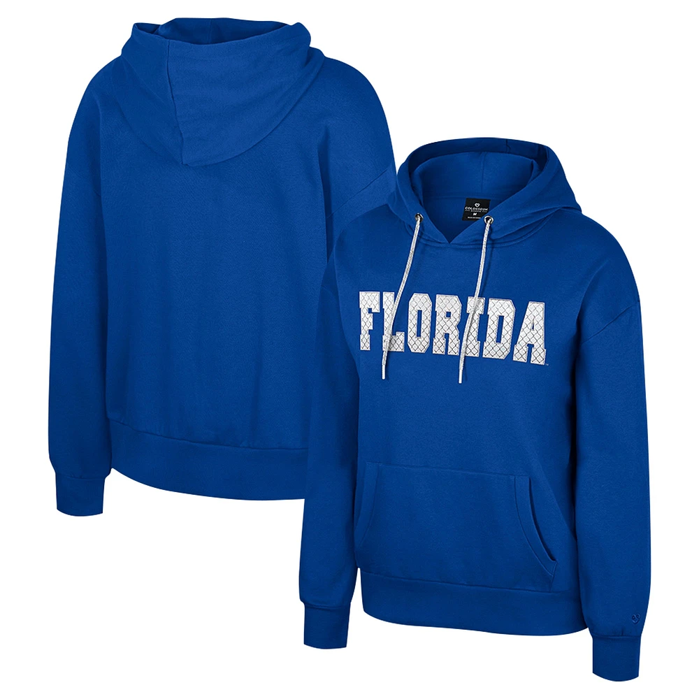 Sweat à capuche cordon de serrage et strass pour femme Colosseum Royal Florida Gators