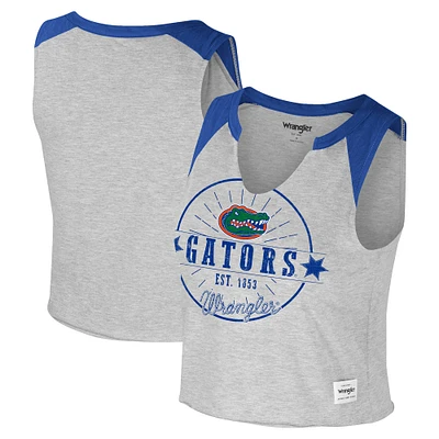 T-shirt court musculaire vintage Colosseum x Wrangler Heather Grey Florida Gators pour femmes