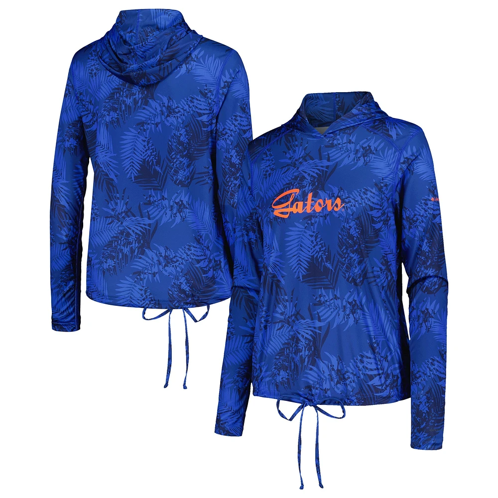 Women's Columbia  Royal Florida Gators Summerdry Printed Long Sleeve Hoodie T-Shirt