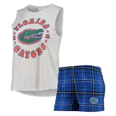 Florida Gators Concepts Sport Women's Ultimate Flannel Tank Top & Shorts Sleep Set - Royal/White