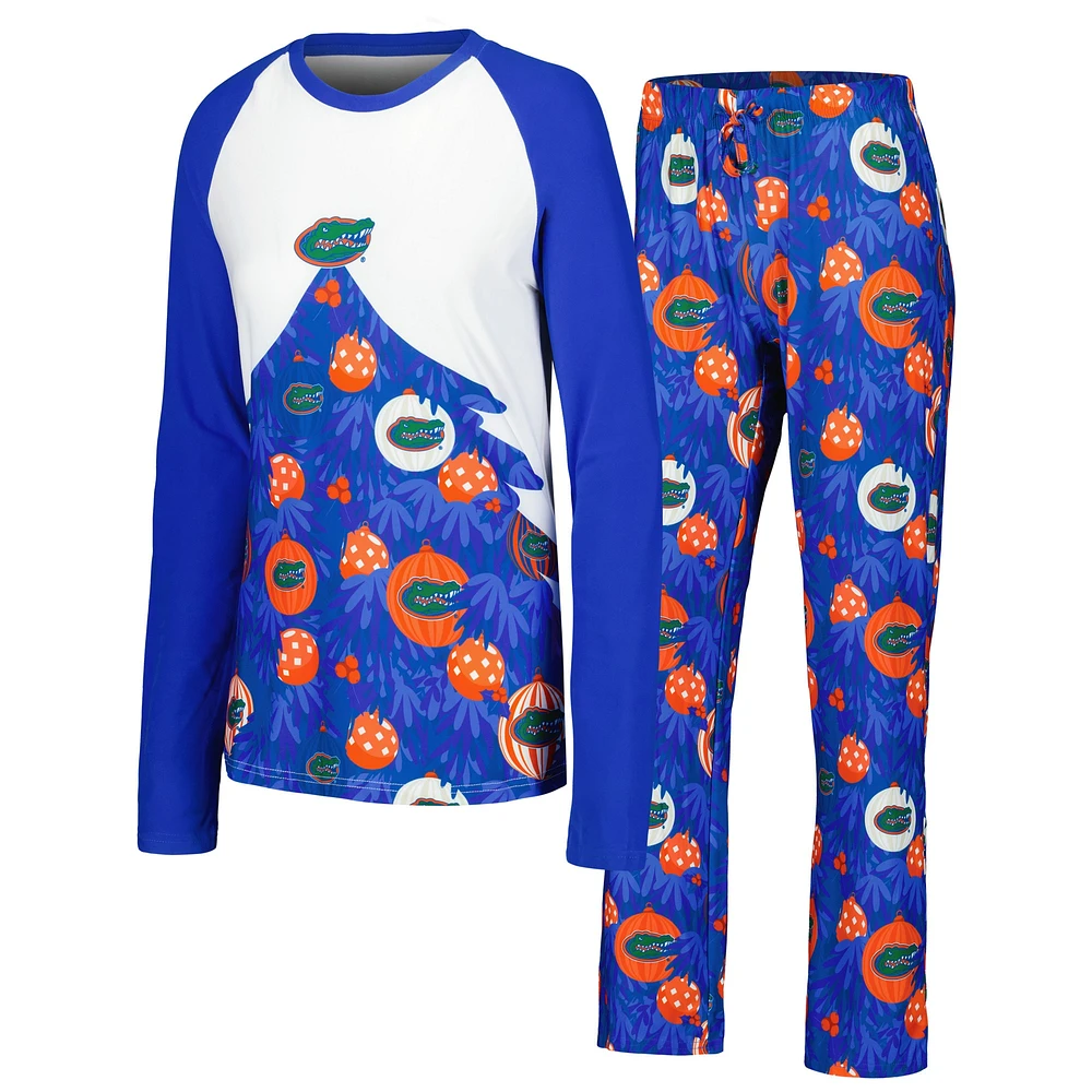 Concepts Sport Royal Florida Gators Tinsel Ugly Sweater T-shirt et pantalon à manches longues pour femme