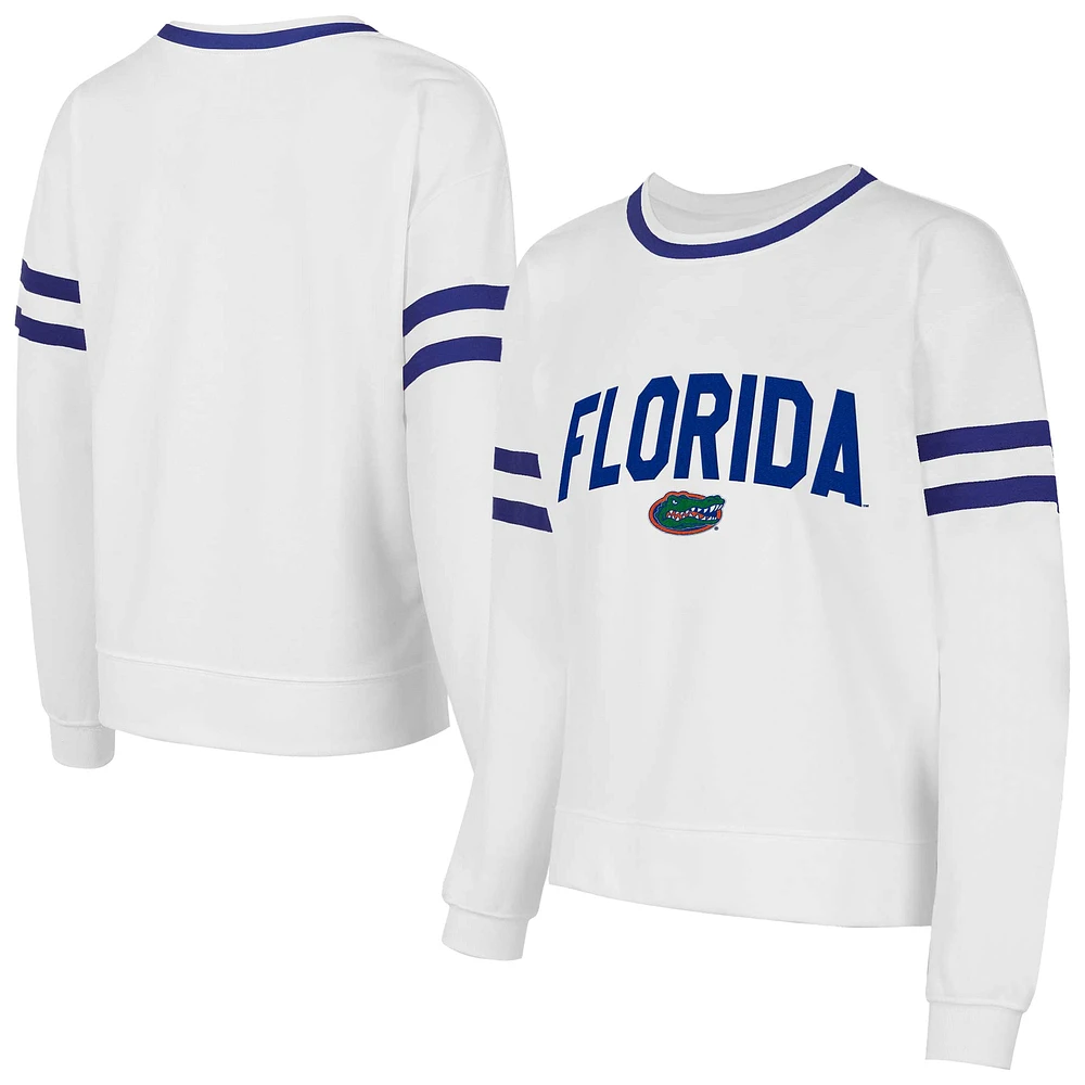 Women's Concepts Sport  White Florida Gators Borough French Terry Arch Over Long Sleeve T-Shirt