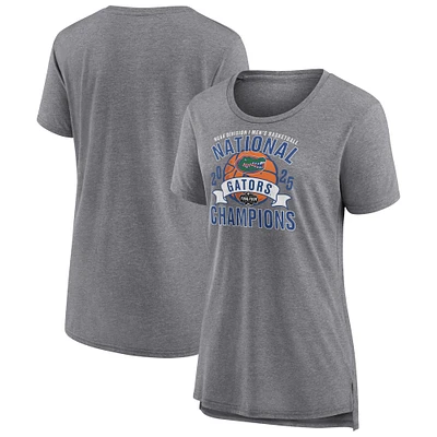 Women's Fanatics Heather Gray Florida Gators 2025 NCAA Men's Basketball National Champions Vintage Tri-Blend T-Shirt