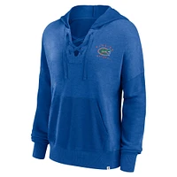 Women's Fanatics Heather Royal Florida Gators Campus Lace-Up Pullover Hoodie