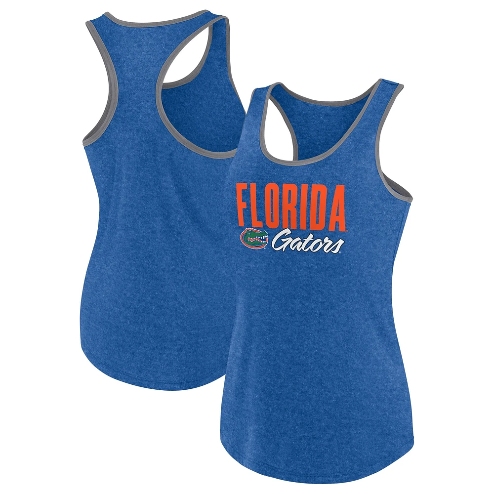 Débardeur à dos nageur Fanatics Heather Royal Florida Gators Fuel pour femmes