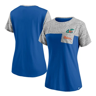 Women's Fanatics Royal/Heathered Gray Florida Gators Inside Pocket T-Shirt