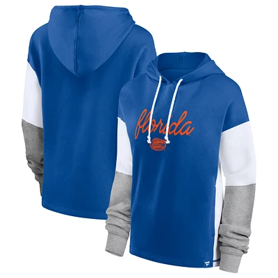 Women's Fanatics Royal/White Florida Gators Play It Safe Colorblock Pullover Hoodie