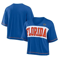 Women's Fanatics Royal Florida Gators Home Team Bold Fashion Modest V-Neck Cropped T-Shirt