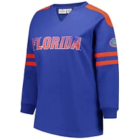 Women's Fanatics Royal Florida Gators Plus Contrast Sleeve Fleece Pullover Sweatshirt