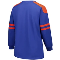 Women's Fanatics Royal Florida Gators Plus Contrast Sleeve Fleece Pullover Sweatshirt