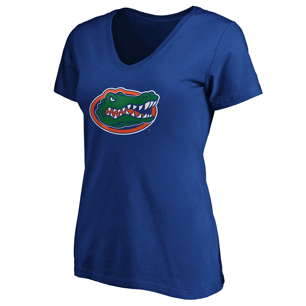 T-shirt à col en V avec logo principal Fanatics Royal Florida Gators pour femmes