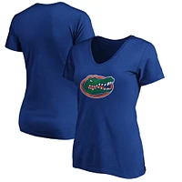 T-shirt à col en V avec logo principal Fanatics Royal Florida Gators pour femmes