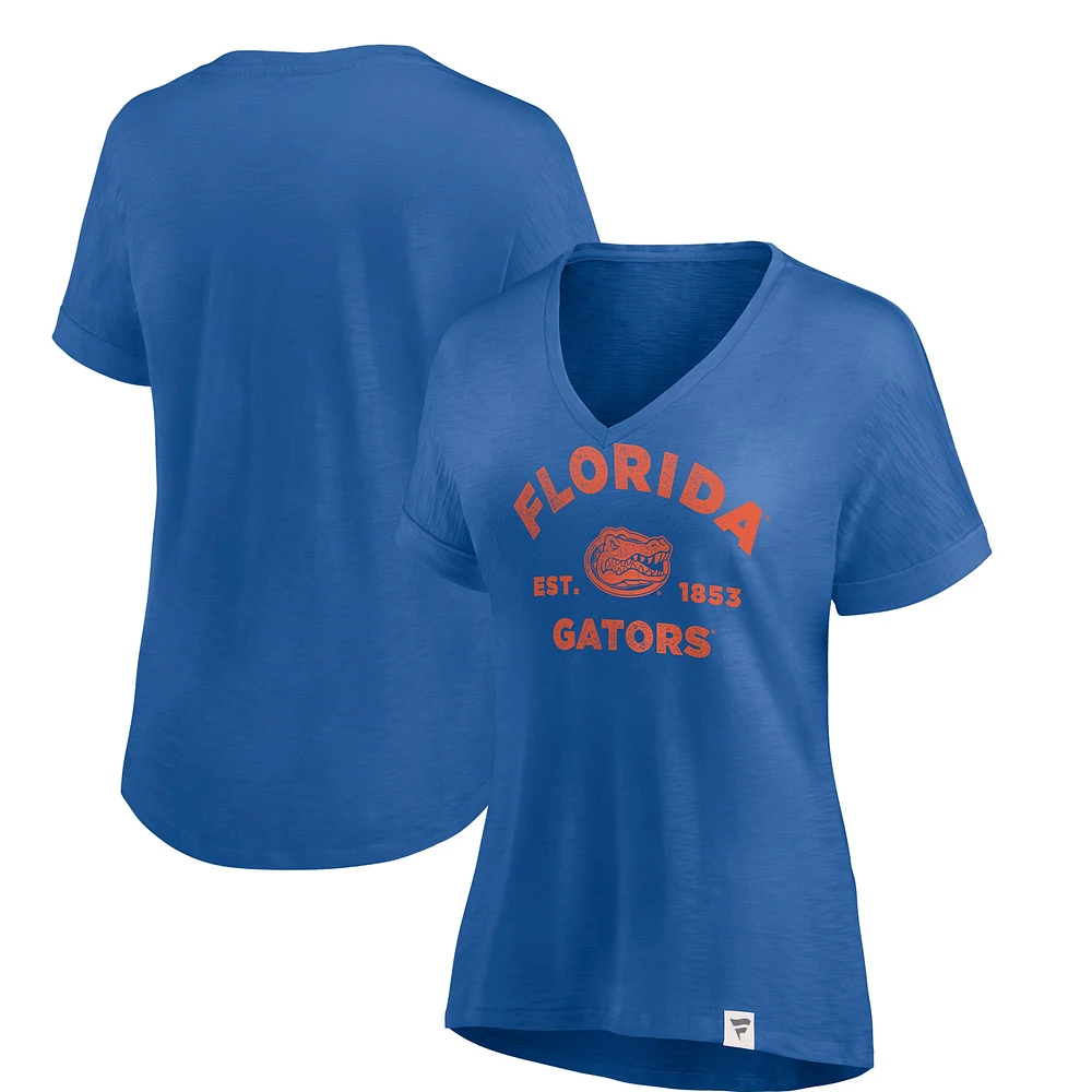 Women's Fanatics Royal Florida Gators True Classics Slub Flowy V-Neck T-Shirt