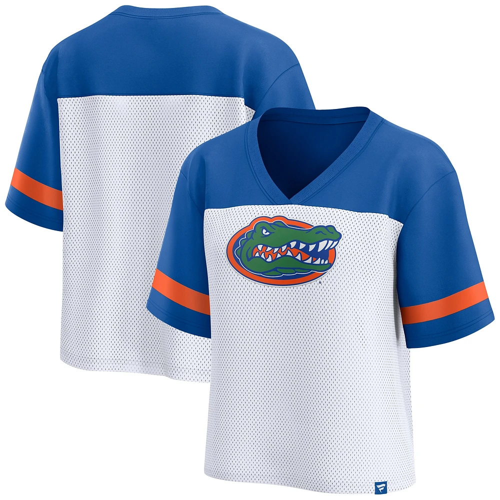 Women's Fanatics  White/Royal Florida Gators Fundamentals Mesh Fashion T-Shirt